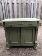 Antieke Kast met Lade en Deuren - Groen Geschilderd, Antiek en Kunst, Ophalen