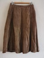 Vintage midi suède rok, Verzenden, Zo goed als nieuw, Bruin, Onder de knie