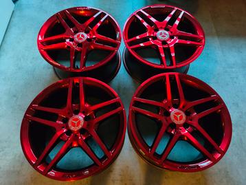 AMG Breedset 18 Inch Custom Candy / Chrome RED velgen 5x112 beschikbaar voor biedingen