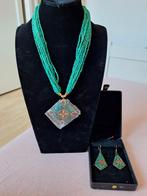 Turquoise Ketting met Hanger & Oorbellen Set, Ophalen of Verzenden, Zo goed als nieuw, Met edelsteen, Steen of Mineraal