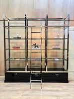 Boekenkast zilver chroom met ladder / trap -Room divider, Huis en Inrichting, Kasten | Boekenkasten, Ophalen, 200 cm of meer, Info@chesterfieldjunkie.nl