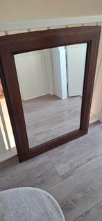 Spiegel facet glas met donkerhouten lijst., Huis en Inrichting, Woonaccessoires | Spiegels, Ophalen, Gebruikt, Minder dan 100 cm