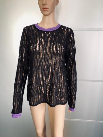 E631 Nieuw: trui maat L=42/44 blouse top zwart/paars beschikbaar voor biedingen