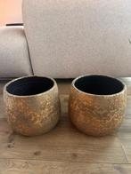 Bloempotten goud, Tuin en Terras, Bloempotten, Rond, Zo goed als nieuw, Minder dan 40 cm, Ophalen