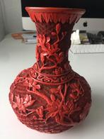 Cinnabar lak vaas vase Chinese zie foto, Ophalen of Verzenden