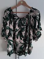 H&M+ Beige/Groene Blouse/Top Met Bladprint Maat 50, H&M, Verzenden, Nieuw, Blouse of Tuniek