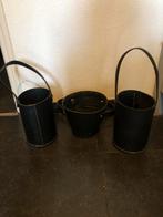 3 bloempotten zwart, Tuin en Terras, Bloempotten, Overige materialen, Rond, Ophalen of Verzenden, Zo goed als nieuw