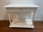 Antieke witte bijzettafel met lade, brocante sidetable white, Ophalen