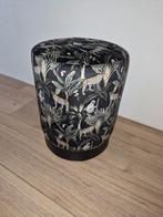 Zwart Poefje met Dierenprint, Minder dan 50 cm, Rond, Minder dan 50 cm, Ophalen of Verzenden