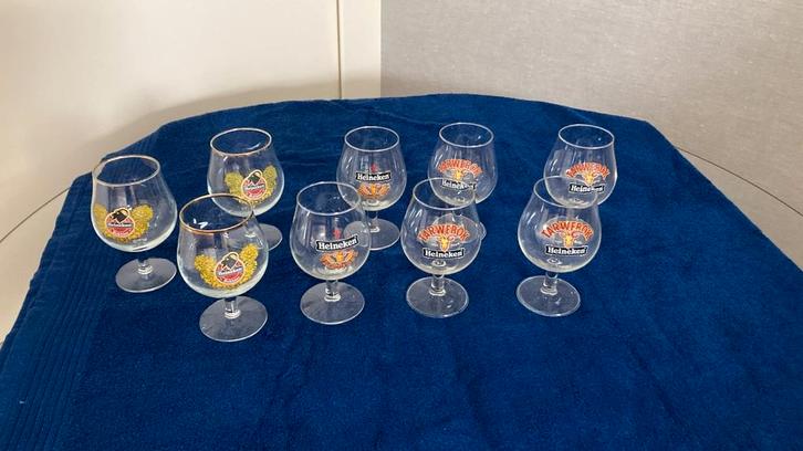 Heineken Bokbier Glazen - Set van 9, Verzamelen, Glas en Borrelglaasjes, Zo goed als nieuw, Bierglas, Ophalen of Verzenden