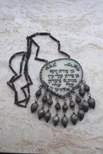 antieke Joodse hanger met Hebreeuwse tekst en davidster, Antiek en Kunst, Ophalen of Verzenden