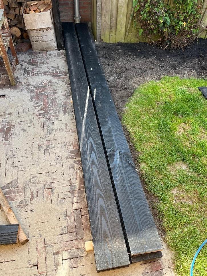 Nieuw douglas planken / potdekselplanken zwart gedompeld, Doe-het-zelf en Verbouw, Hout en Planken, Nieuw, Plank, Overige houtsoorten