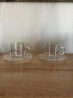 Nespresso Glazen Kopjes en Schotels - Set van 2, Huis en Inrichting, Ophalen of Verzenden, Effen, Kop(pen) en/of Schotel(s), Glas