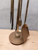 Antiek Messing Haardstel met Ebbenhouten Grepen, Antiek en Kunst, Ophalen of Verzenden