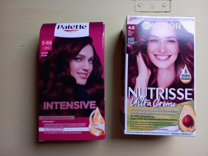 Haarverf Garnier 4.6 en Palette 3-68. Mahonie en rood bruin., Sieraden, Tassen en Uiterlijk, Uiterlijk | Haarverzorging, Nieuw
