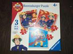 3 brandweerman sam puzzels van 25, 36 en 49 stukjes, Ophalen of Verzenden, 10 tot 50 stukjes, Gebruikt, 4 tot 6 jaar