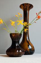 Copier Leerdam vintage vazen amber glas handgemaakt, Antiek en Kunst, Ophalen of Verzenden