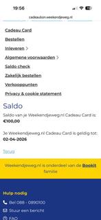 2 cadeau kaarten ter overname, Twee personen, Cadeaubon