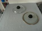 2 ronde glazen deksels  voor op pannen wok etc, Ophalen of Verzenden, Zo goed als nieuw, Glas, Overige typen