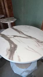 Set van 10 marmerlook bistrotafels -NIEUW- goudkleurige poot, Huis en Inrichting, Ophalen, 50 tot 75 cm, Rond, Nieuw