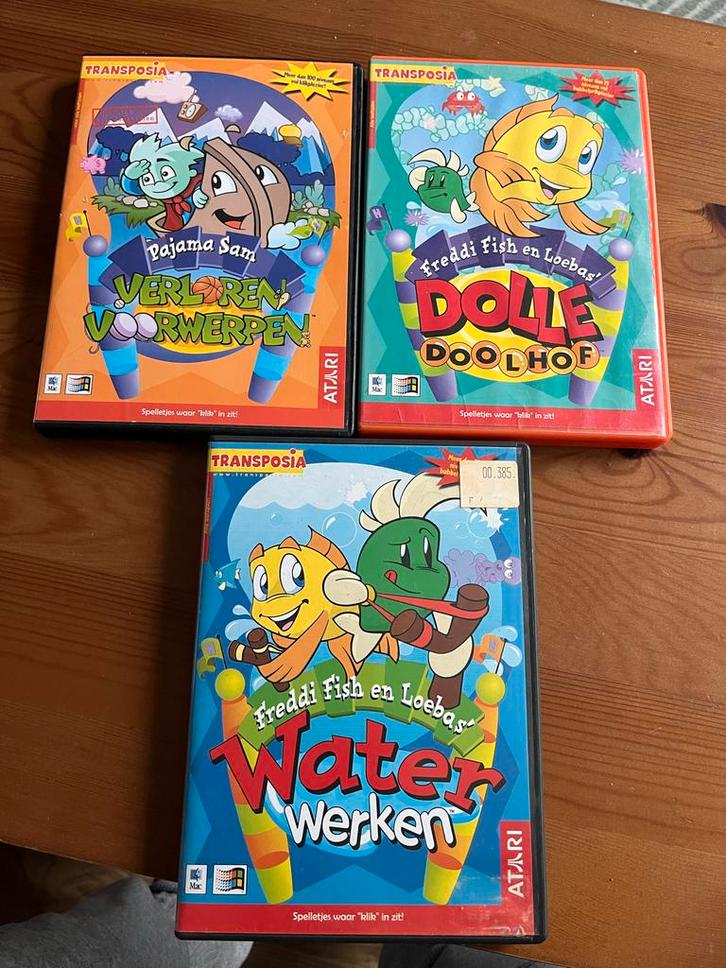 Atari Transposia Games - Pajama Sam en Freddi Fish, Spelcomputers en Games, Games | Pc, Gebruikt, Avontuur en Actie, 1 speler