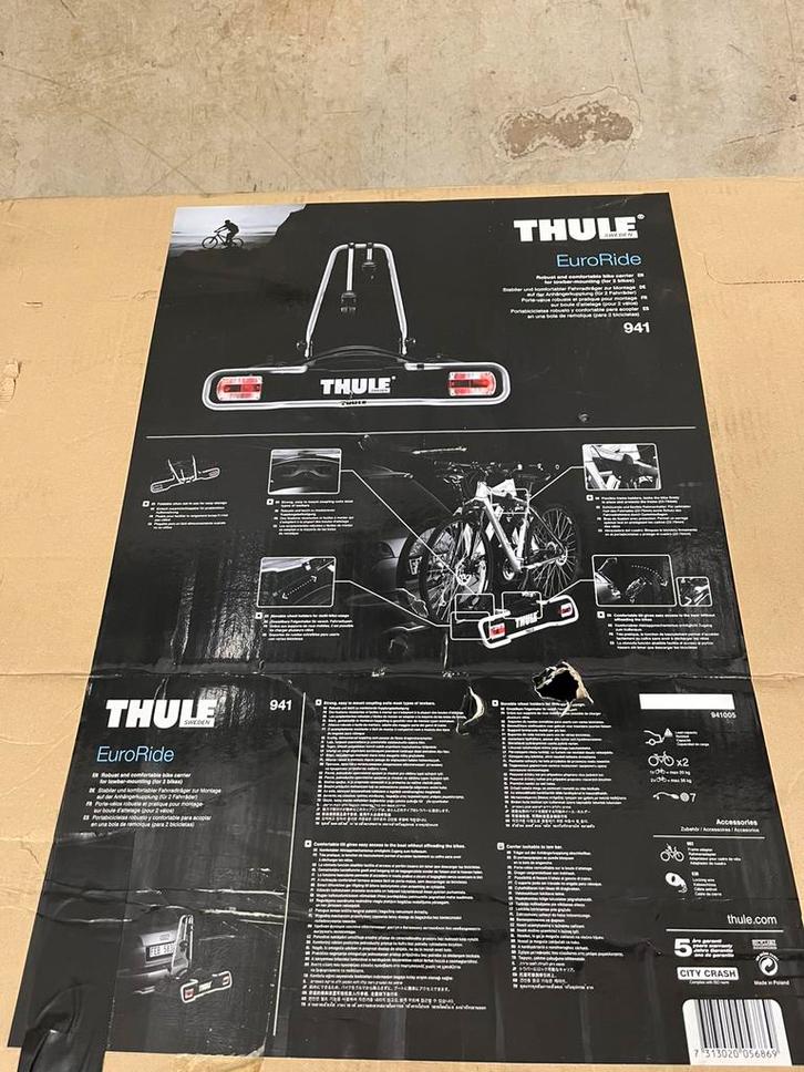 Thule fietsendrager 941 Euroride 941 Fietsendrager 2 fietsen, Auto diversen, Fietsendragers, Nieuw, Trekhaakdrager, 2 fietsen