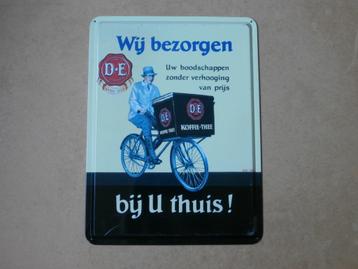 Vintage Douwe Egberts reclame bord D E koffie metaal 40x30cm beschikbaar voor biedingen