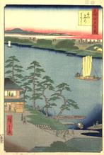 Niishuku veerboot - Japanse houtsnede prent (Ando Hiroshige), Antiek en Kunst, Kunst | Niet-Westerse kunst, Ophalen of Verzenden