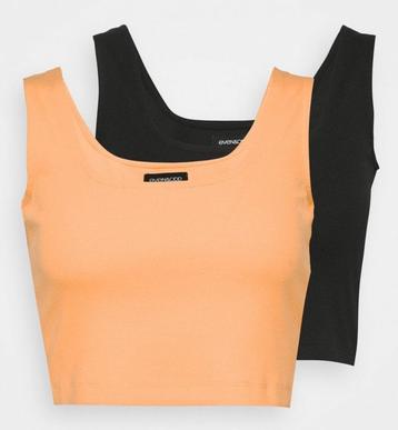 Even&Odd square neck crop tops oranje en zwart maat L beschikbaar voor biedingen