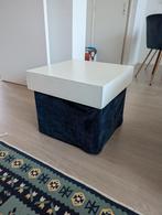 Tafel & hocker in een met blauwe ribstof en witgelakte kap, Ophalen, Minder dan 50 cm, Minder dan 50 cm