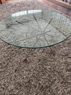 Glazen Salontafel met Bijzonder Onderstel diameter 100 h 42, Ophalen, Gebruikt, 50 tot 100 cm, 100 tot 150 cm