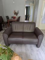 Bruin leren bankstel (2,5 + 2 zits) Drachten, Huis en Inrichting, Banken | Bankstellen, Ophalen, Gebruikt, Rechte bank, Leer