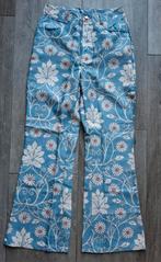 Boho hippie lange lichtblauwe broek, bloemenprint, S, nieuw, Blauw, Nieuw, Ophalen of Verzenden, Maat 36 (S)