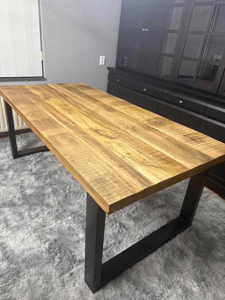 Massief houten eettafel 200x100 cm – mangohout -als nieuw, Huis en Inrichting, Tafels | Eettafels, Zo goed als nieuw, 50 tot 100 cm