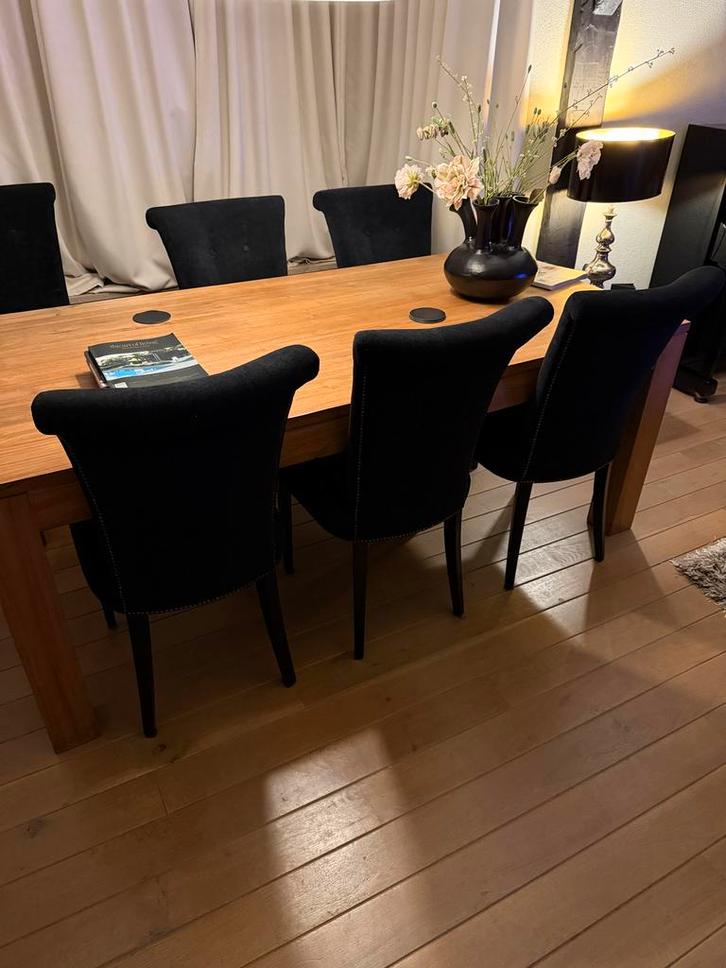 Zwarte Stoffen Stoelen - Set van 6, Huis en Inrichting, Stoelen, Gebruikt, Vijf, Zes of meer stoelen, Stof, Zwart, Ophalen