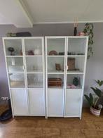 Witte metalen buffetkasten, Huis en Inrichting, Kasten | Buffetkasten, Ophalen, 50 tot 100 cm, Glas, Modern