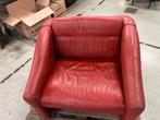 Rode leren lounge stoel, Huis en Inrichting, Ophalen, Gebruikt, Leer, 75 tot 100 cm