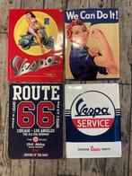 6x Metalen Wandborden - We Can Do It, Route 66 - Nieuw!, Huis en Inrichting, Woonaccessoires | Tekstborden en Spreuken, Ophalen of Verzenden