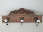 Vintage Houten Kapstok met 3 Haken - 63cm Breed, Wandkapstok, Nieuw, Ophalen of Verzenden, Minder dan 100 cm