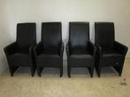Set van 4 zwart leren stoelen, Huis en Inrichting, Stoelen, Gebruikt