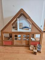 Houten Poppenhuis met Meubels, Kinderen en Baby's, Speelgoed | Poppenhuizen, Ophalen, Gebruikt, Poppenhuis