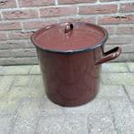 PAN,EMAILLE,Bruin,Deksel,hoogte 30 cm,Vintage, Ophalen of Verzenden