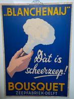 Reclame plaat karton van de zeepfabriek bousquet uit delft, Ophalen of Verzenden, Gebruikt, Reclamebord