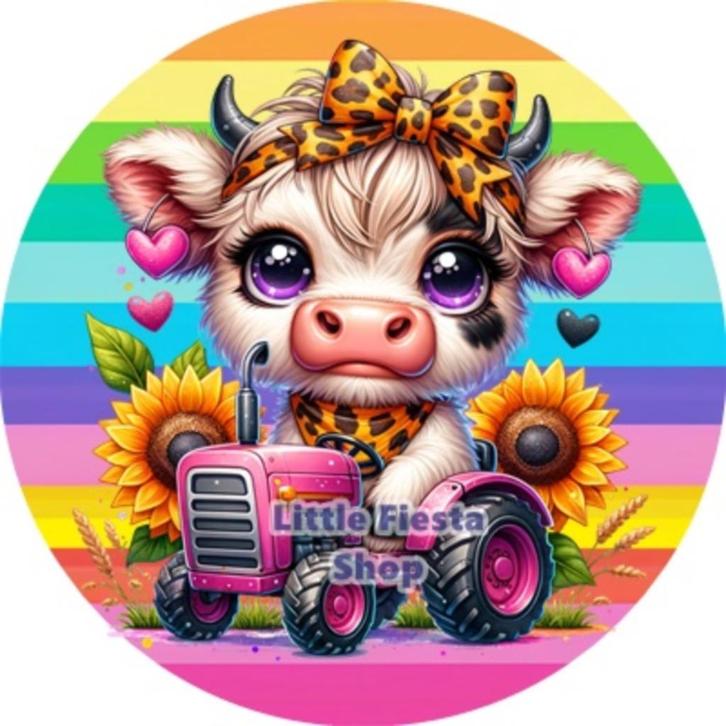 L1238 icing frosting tractor koe 18cm eetbare taart print, Hobby en Vrije tijd, Taarten en Cupcakes maken, Nieuw, Versiering, Taarten