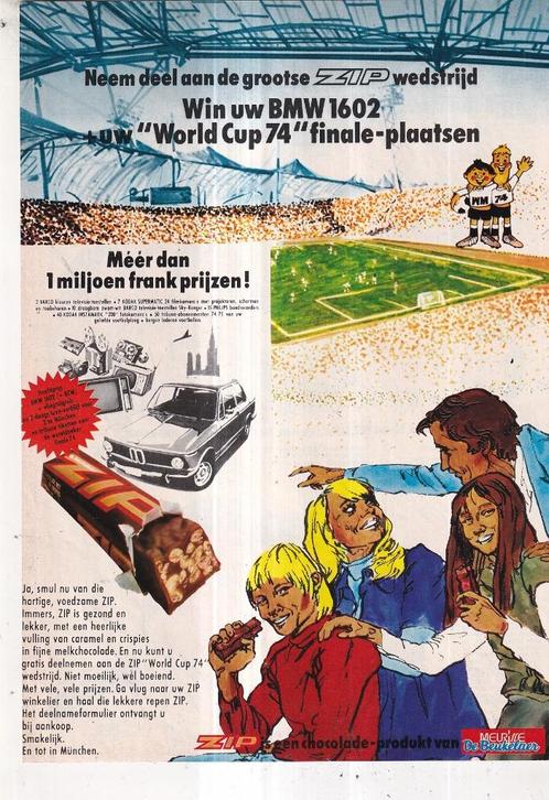 Retro reclame 1974 Zip chocola WK München voetbal, Verzamelen, Retro, Overige typen, Ophalen of Verzenden