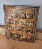 Antieke Russische Icoon - Twaalf Grote Feesten, Antiek en Kunst, Antiek | Religie, Ophalen of Verzenden