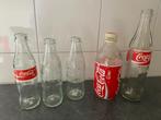 Coca Cola 5 glazen flessen diverse formaten, Verzamelen, Ophalen, Gebruikt, Gebruiksvoorwerp