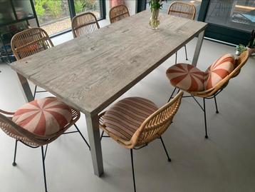 Eetkamertafel eiken rvs 210 x 95 cm beschikbaar voor biedingen
