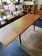 Vintage teak uitschuifbare eettafel van 123 cm tot 222 cm, Ophalen, Gebruikt, Teakhout, 200 cm of meer