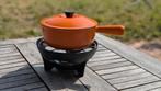 Le Creuset fondue set, gietijzer, oranje,maat 20, Huis en Inrichting, Keuken | Potten en Pannen, Ophalen of Verzenden, Zo goed als nieuw